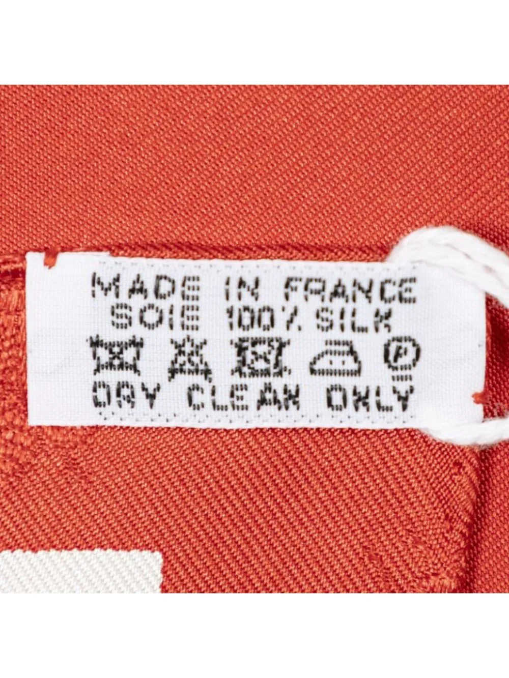 Hermes Scarf Red White 100% Jacquard Silk